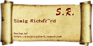 Simig Richárd névjegykártya